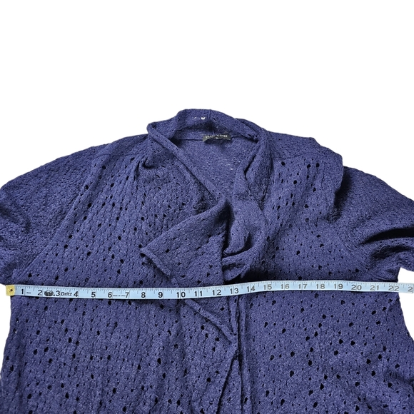 Eileen Fisher Open Knit Waterfall Merino Wool Purple Cardigan Women's Size Large - Picture 10 of 10